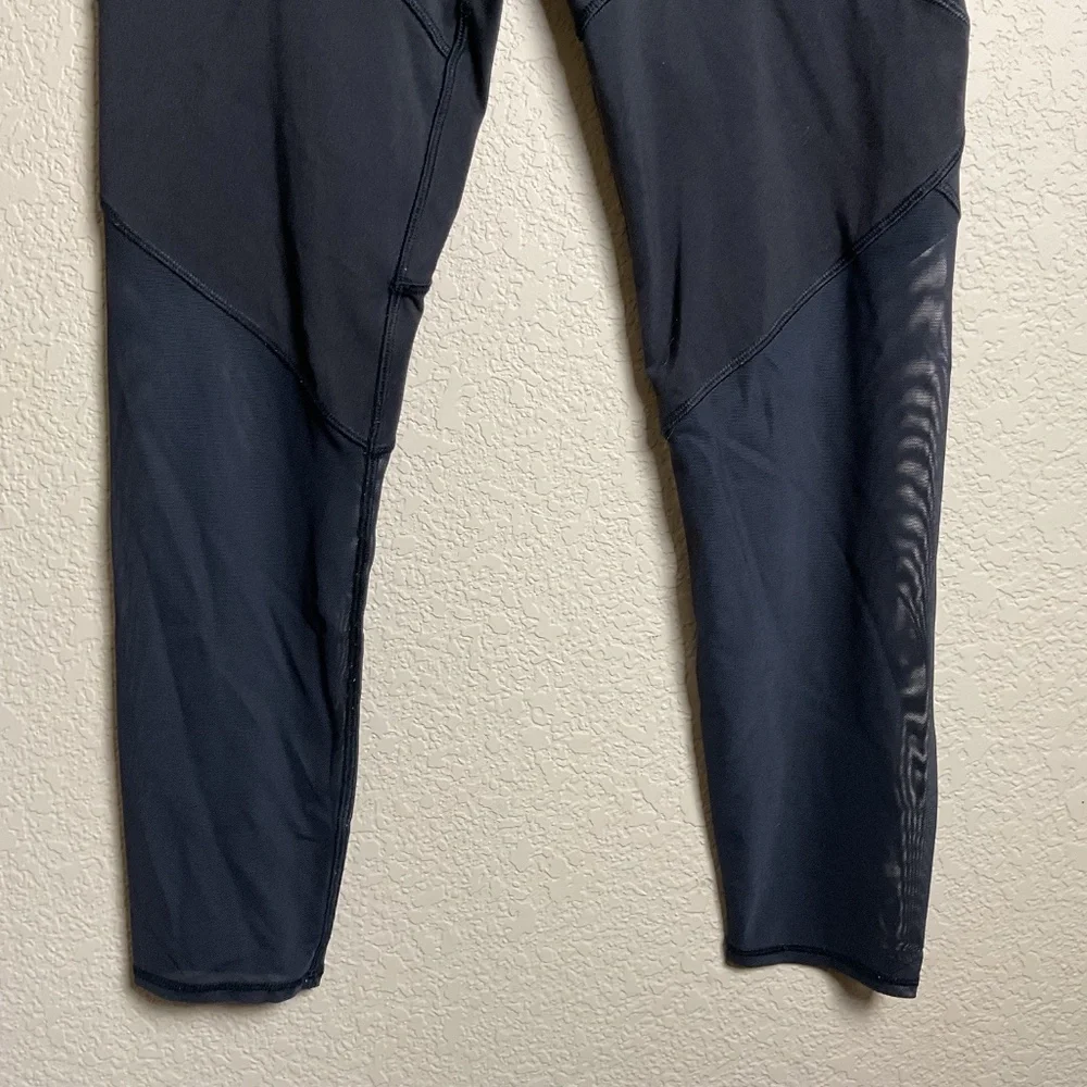 Ivivva By Lululemon Girls 14 Black Hyper Track Crop Leggings Mesh Legs W/Pockets - Picture 2 of 6